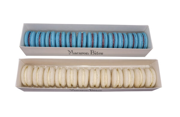 Macaron Bites Blue and White French Macarons, 24 Count