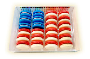 French Macarons - Macaron Bites American Flag (24 Count) | Gourmet Artisan Desserts, Handcrafted Assorted Flavors | Luxury French Pastries Gift Box for 4th of July, Christmas, Corporate Gifts, Weddings, Birthdays & Special Occasions